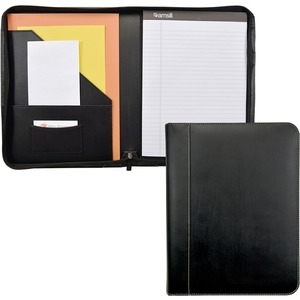 Samsill Leather Zip Padfolio Black